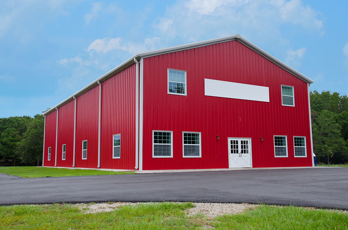 Large Red Pole Barn Building